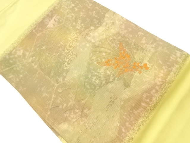 リサイクル　亀甲に秋草模様織出し名古屋帯